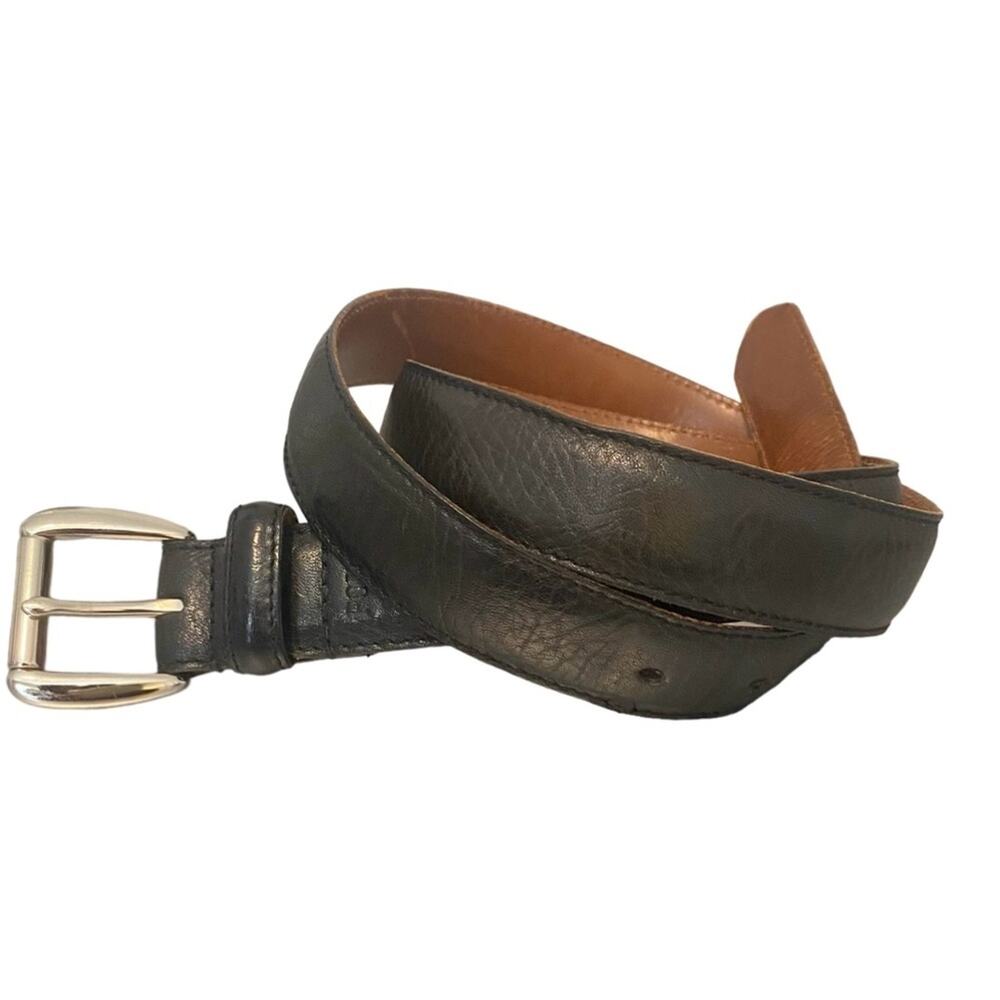 Polo Ralph Lauren Belt Sz 40 Black Leather Brass Buckle Preppy Academia Workwear